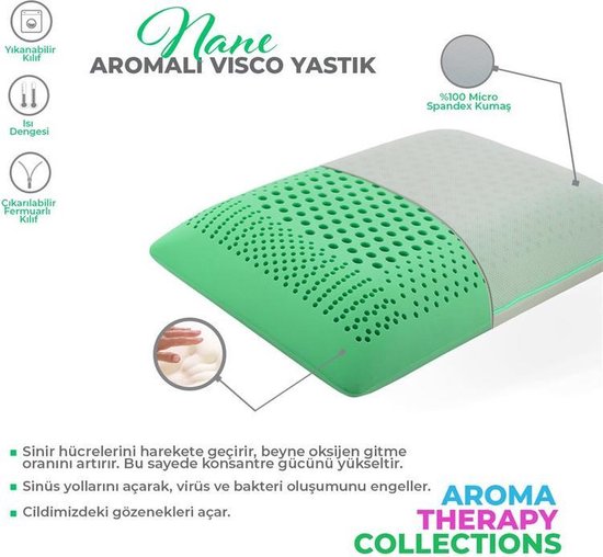 Sleeptech® Memory Foam - NASA - Memory kussen - Ergonomique - Aroma Therapy Pillow Menthe poivrée - 60x40x16 cm