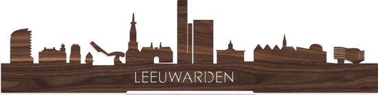 Standing Skyline Leeuwarden Notenhout - 60 cm - Woondecoratie design - Decoratie om neer te zetten en om op te hangen - Meer steden beschikbaar - Cadeau voor hem - Cadeau voor haar - Jubileum - Verjaardag - Housewarming - Interieur - WoodWideCities