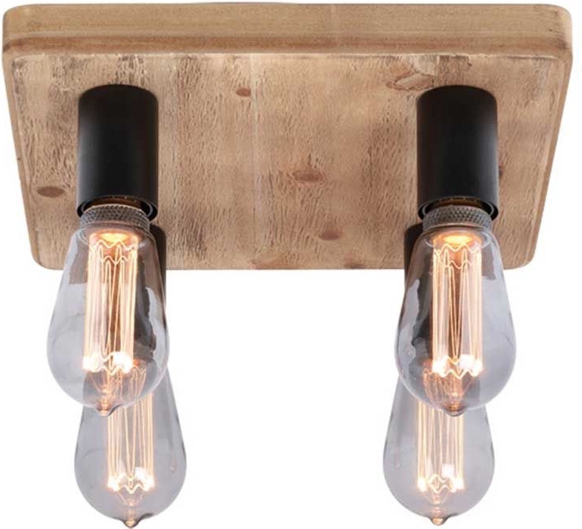 Freelight Plafondlamp Lenero 4 Lichts 40 x 40 cm hout zwart