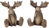 eland zittend - Koppel elanden zittend - Kerst decoratie - Hoogte 8 cm - 2 stuks