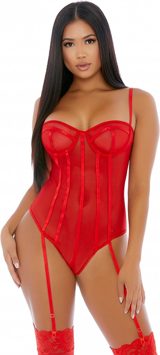Goedkoopste Forplay Sheer Up Mesh Teddy - Red red L