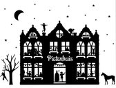 Statische raamfolie - Pietenhuis - Sinterklaas - herbruikbaar - zwart