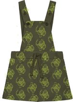 Smitten Organic 'Camping Magical Leopard' All Over Print Dungree Skirt in Balsam Green kleur