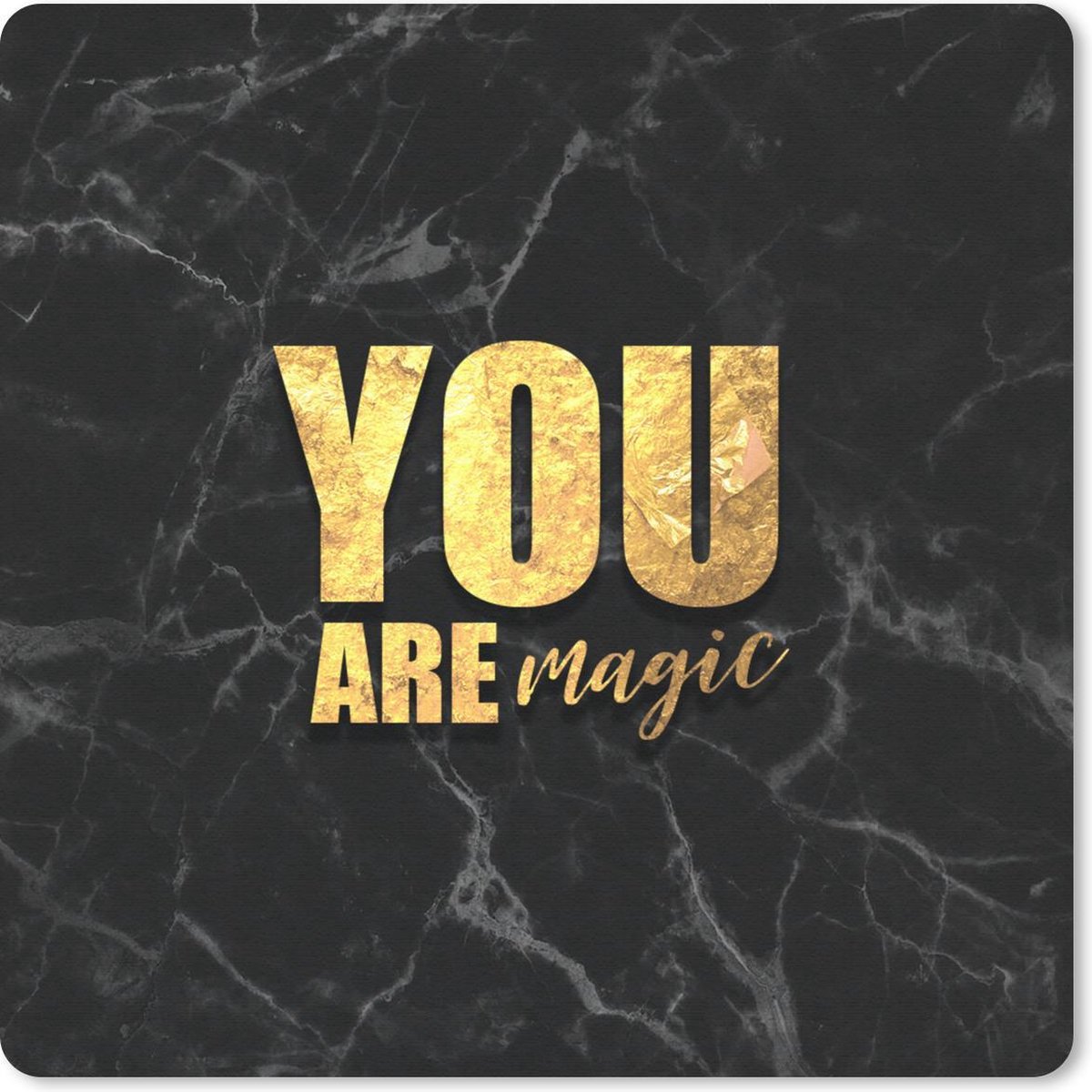 Muismat 20x20 cm - Mousepad Quotes - Magic - Gold - Marmer print - Muismatten