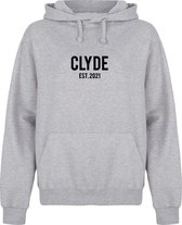 BONNIE & CLYDE couple hoodies grijs (CLYDE - maat XL) | Gepersonaliseerd met datum | Matching hoodies | Koppel hoodies