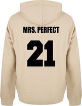 MR & MRS PERFECT couple hoodies beige (MRS - maat XL) | Gepersonaliseerd met datum | Matching hoodies | Koppel hoodies