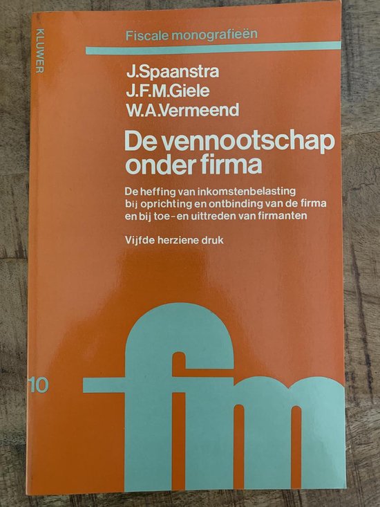 De vennootschap onder firma - cover