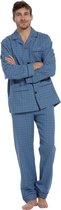 Robson Heren pyjama flanel knoopsluiting 27202-700  - 62  - Blauw