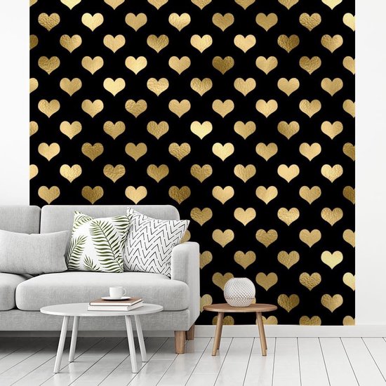 Papier peint - Motifs Papier peint photo - Coeur - Goud - Largeur 300 cm x Hauteur 300 cm