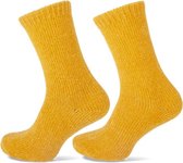 Koukleum huissokken - dames -  2 paar - mosterd geel en mosterd geel/goud - cadeauverpakking - maat 36/42
