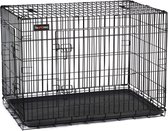 Hondenkooi 2 deuren hondenbox roosterbox transportbox draadkooi katten hazen knaagdieren konijnen gevogelte kooi zwart XXXL 122 x 76 x 81 cm HMPPD48H
