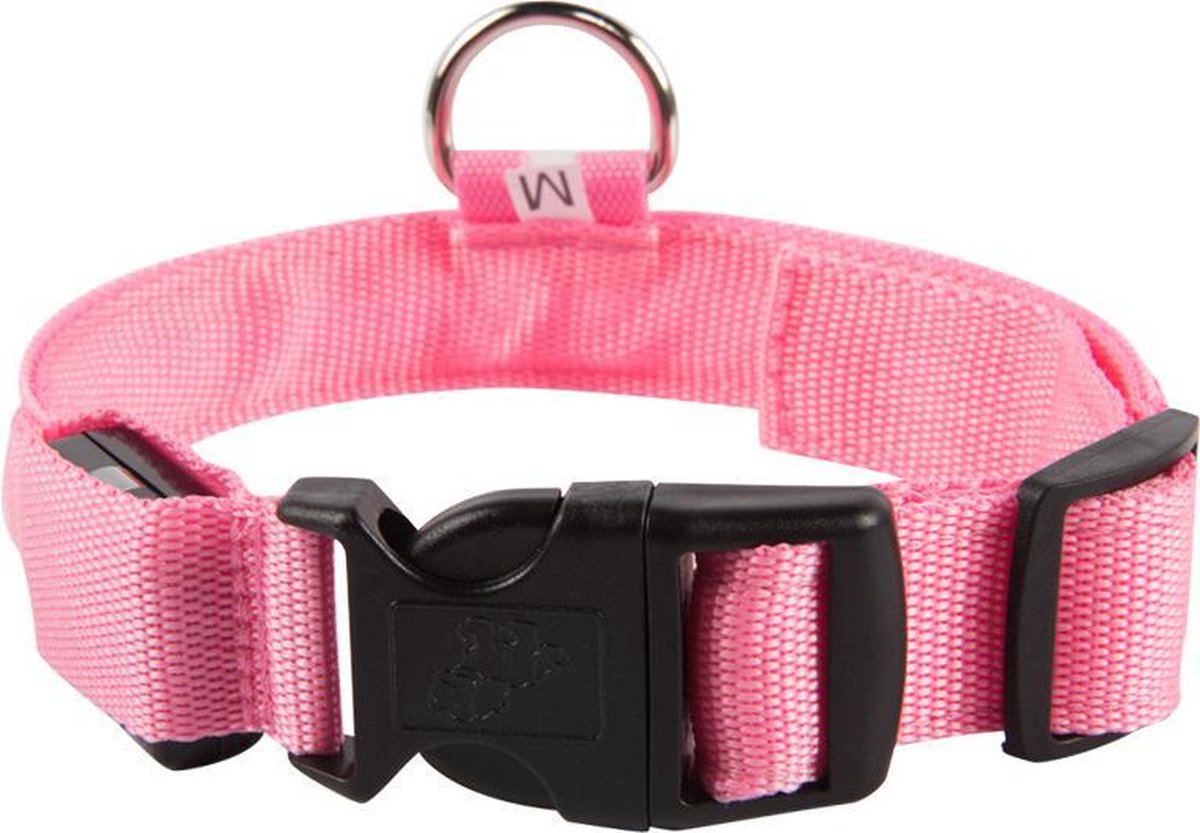 Smartphonica LED lichtband - Lichtgevend - Hondenhalsband - Inclusief Batterijen - Roze - XL