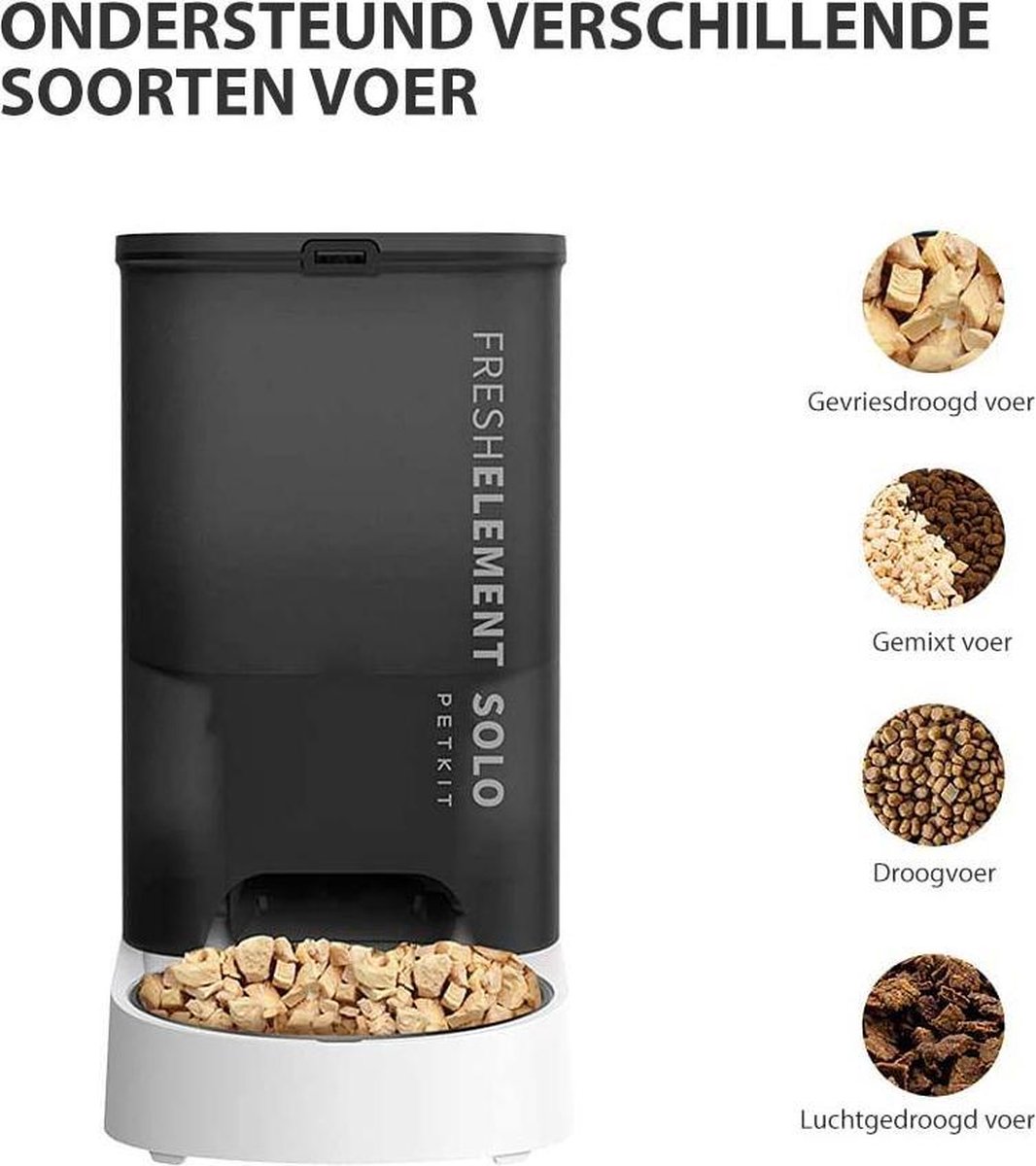 Afbeelding 3 van PETKIT® Element SOLO ZWART – Automatische Voerbak Kat – 3L – Vershoudend – met App