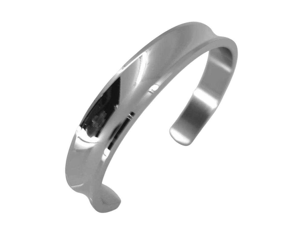 Stijlvolle open Armband met bewerkt gleuf– maat 18 tot 20 cm - Zilverkleur - Gepolijst Stainless Steel – zowel voor dames en heren