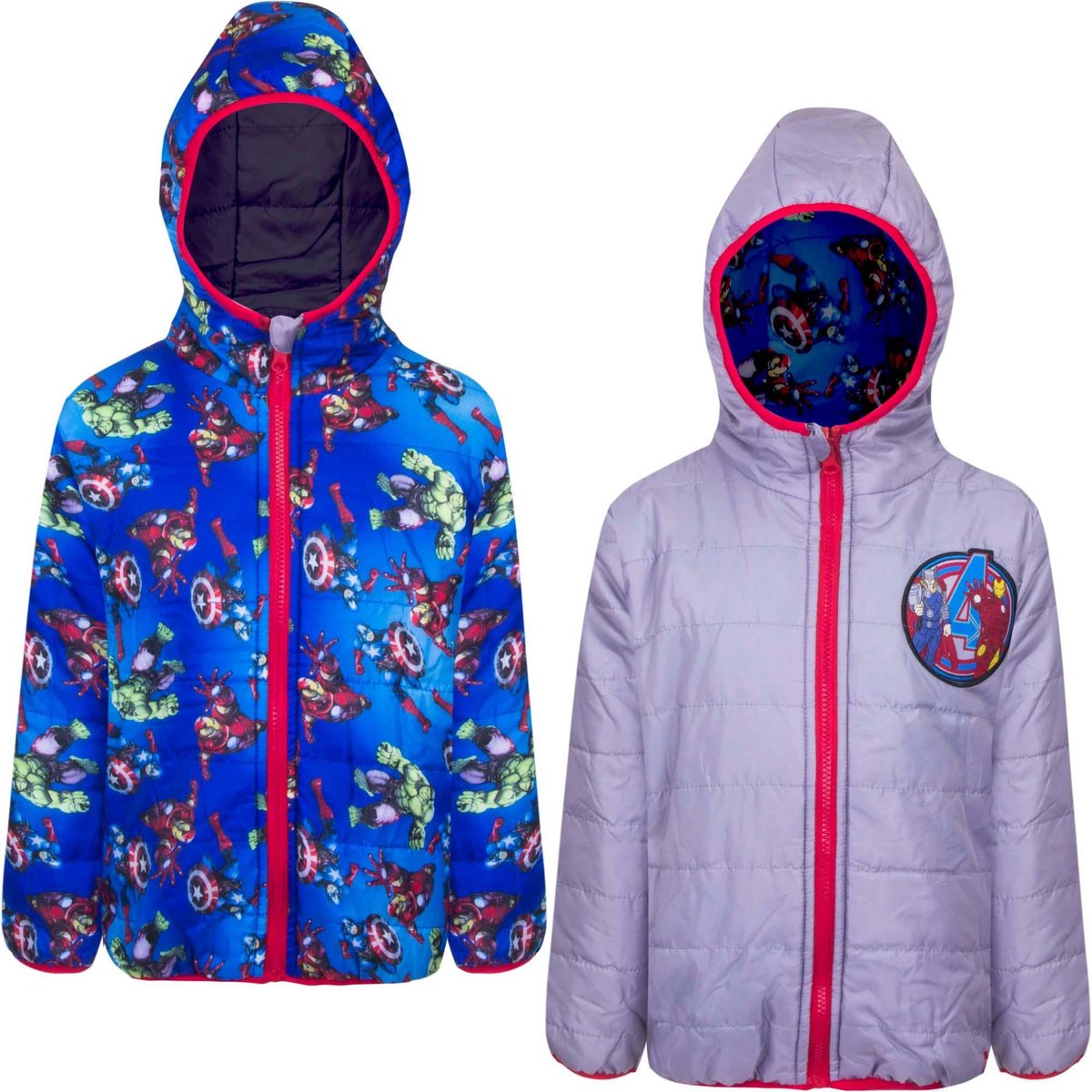 Avengers winter jas, omkeerbaar - grijs - blauw - 4 jaar - 104