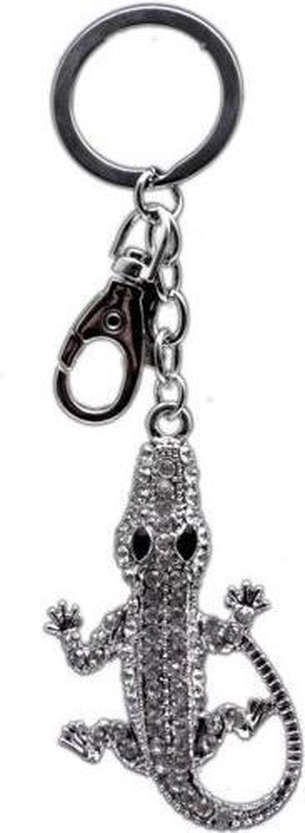 Stijlvol & Sprankelend – metalen Sleutelhanger met Austrian Crystals - Krokodil