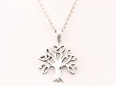 Fijne zilveren levensboom hanger aan ketting