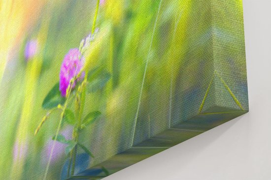 Artaza - Peinture sur toile - Papillon bleu avec une Bloem pourpre - 120 x 60 - Groot - Photo sur toile - Impression sur toile