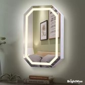 BrightWise® Spiegel met LED-Verlichting Incl. Opbergkast - Make up spiegel met LED verlichting - Scheerspiegel wandmodel - Opmaakspiegel - Spiegelkast - Sieradenkast - Wandspiegel