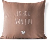 Buitenkussen - Quotes - Ik hou van jou - Spreuken - 45x45 cm - Weerbestendig