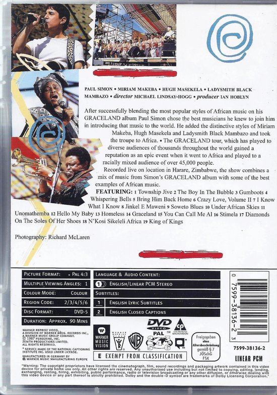 Paul Simon - Graceland - The African Concert (Dvd), Miriam Makeba | Dvd's |  bol.com