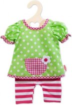 poppenkleding jurk met legging groen/roze 35-45 cm
