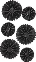 rosettes Glitter papier 35/50 mm zwart 6 stuks