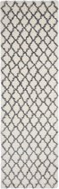 Hoogpolig vloerkleed - gangloper berber - 80x250 cm - creme/beige - donkergrijs
