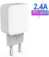 PowerPort 24W Thuislader Oplader Stekker Adapter met 2 USB Poorten - Geschikt voor Nokia 4.2/4.3/5.1/5.2/5.3/5.4/6/6.1/6.2/6.3/7/7.1/7.2/Lumia/Nokia 9 Pure View