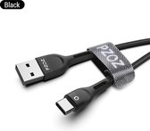 Joyroom  - USBC1 - PZOZ nylon USB-C oplaadkabel - 0.25m - Zwart