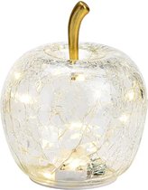 Kerst - Kerstdecoratie - Kerstdagen - Glazen transparante appel met 10 LED