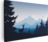 Artaza Canvas Schilderij Hert In Het Bos - Silhouet  - 30x20 - Klein - Foto Op Canvas - Canvas Print