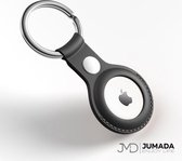 Jumada's Apple Airtag Sleutelhanger - Leren Hanger - Beschermhoesje - Siliconen Airtag Hoesje - Zwart