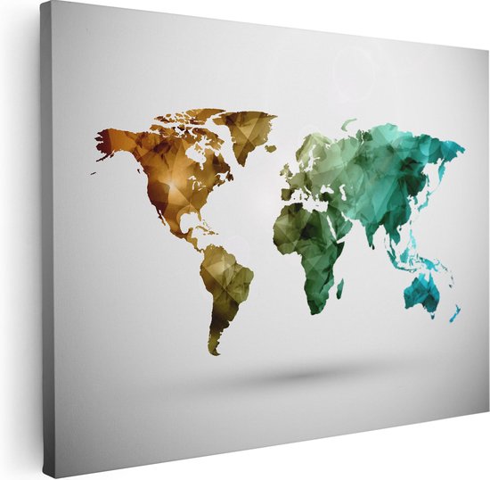 Artaza Canvas Schilderij Kleurrijke Wereldkaart - Abstract - 40x30 - Klein - Foto Op Canvas - Canvas Print