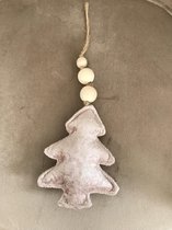 Velvet kerstboom Hanger - kerstboompje  - beige velvet kerstboom- kerstboom versiering- kerst decoratie