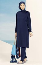 Hasema - Dames Hijab Badpak Gulden Model Donker Blauw - Zwemset Met Legging + Zwemkap En Zwempak Maat L