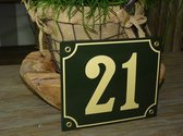 Emaille huisnummer 18x15 groen/creme nr. 21