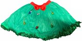 Kerstjurk voor kinderen tule rokje met strik en kerstballen - groen