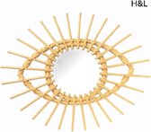 H&L spiegel - oog - rotan look - 56 x 45 cm - woondecoratie