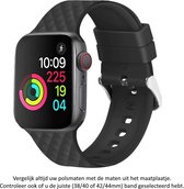 Zwart Siliconen Horloge Band geschikt voor Apple Watch 1, 2, 3, 4, 5, 6, 7, 8, SE & Nike+ 42mm & 44mm "Mannenbreedte" Series – Maat: zie maatfoto - Soepel hoogwaardig siliconen - 42 mm en 44 mm