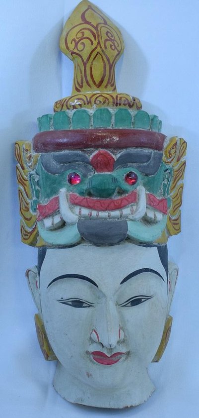 Handgemaakt masker - Houtsnijwerk - Aziatisch - Burma - circa 50 cm hoog - 22 cm breed - 13 cm diep