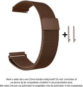 22mm Milanees Bandje Bruin voor (zie compatibele modellen) Samsung, LG, Asus, Pebble, Huawei, Cookoo, Vostok en Vector - magneetsluiting – Milanese RVS Armband Brown - Gear S3 - Ze