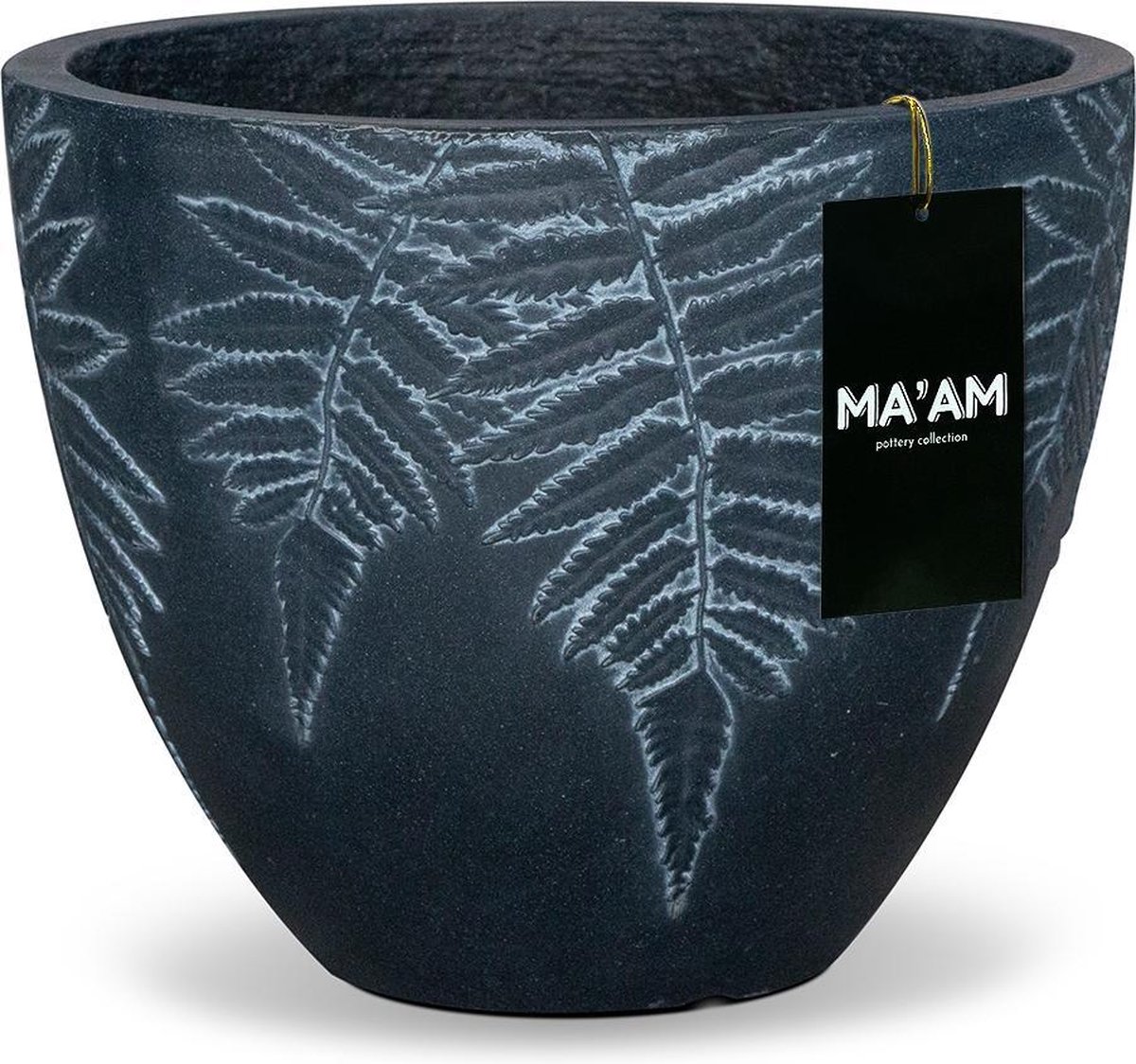 MA'AM Pottery Vio ronde bloempot - D44x36 - Zwart - varen plant design - binnen/buiten - duurzame kwaliteit - afwatering