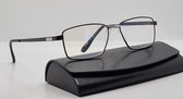Montuurloze titanium unisex leesbril +2,0 donkerblauw kleur / Lichtgewicht Lezers Brillen/ bril op sterkte +2.0 / rimless glasses / bril met koker en doekje / dames en heren leesbr