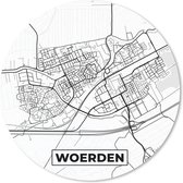 Muismat - Mousepad - Rond - Kaart - Woerden - Zwart - Wit - 40x40 cm - Ronde muismat
