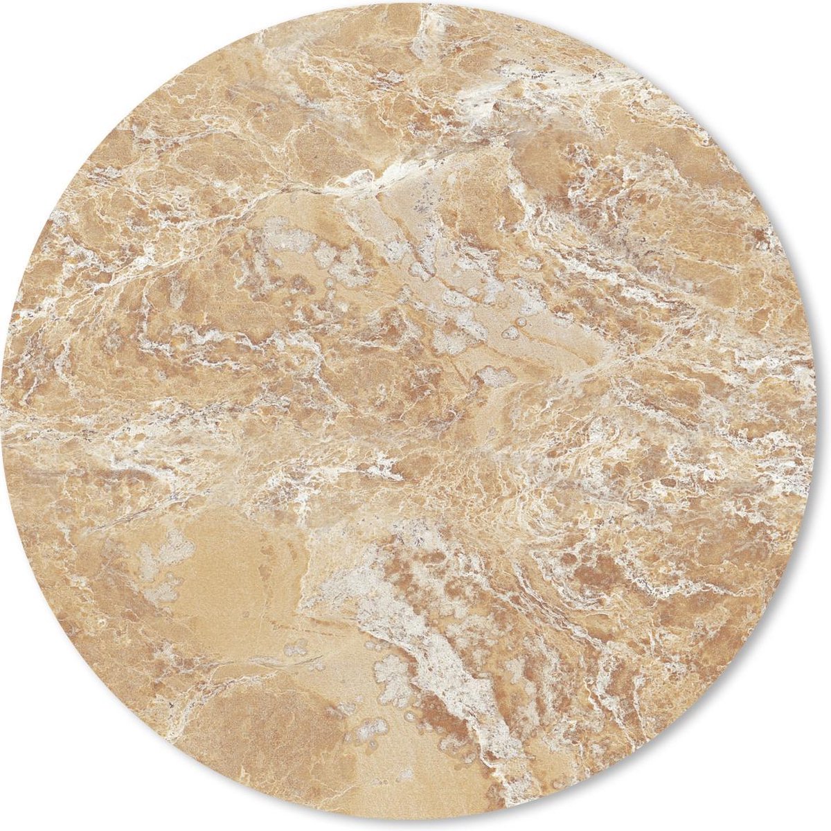 Muismat rond 40x40 cm - Mousepad Marmer - Wit - Bruin - Ronde muismatten