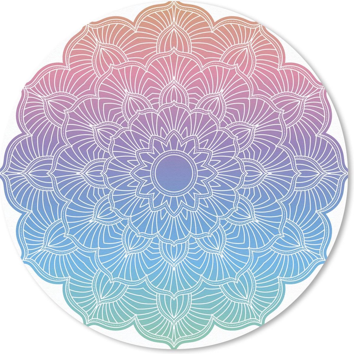 Muismat rond 40x40 cm - Mousepad Mandala natuurvormen - Ronde muismatten