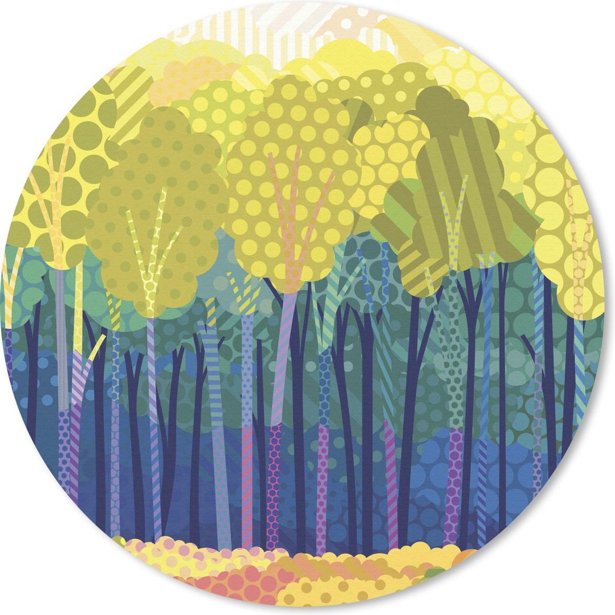 Muismat rond 40x40 cm - Mousepad Een illustratie van groene bomen in een bos - Ronde muismatten