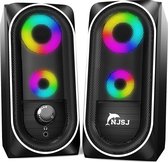 PC-luidsprekers, 2.0 gaming-luidsprekers met RGB LED-licht, 10 W USB-aangedreven stereogeluid, 3,5 mm AUX-stekker voor desktop, laptop, monitor, tv