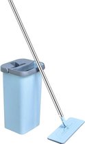 Benson Clean Flat Mop - Blauw -  Zelfreinigend Mechanisme - Microvezel
